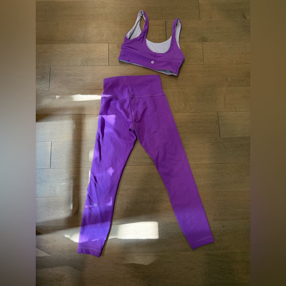 lululemon athletica Vibrant Purple Legging and Sports Bra Set